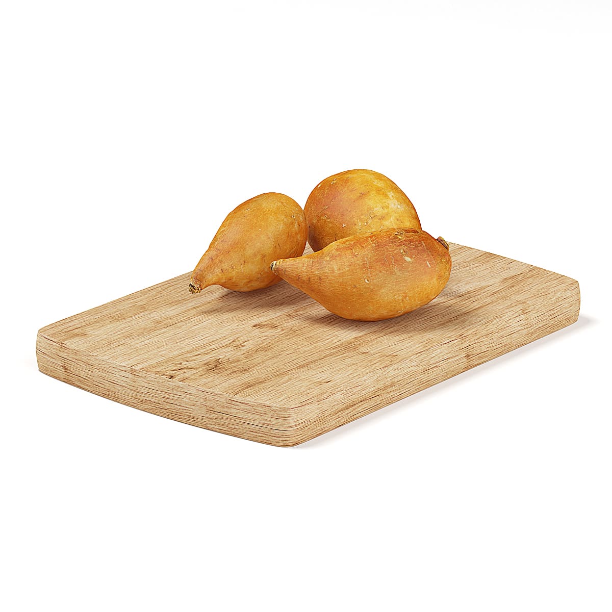 Yams on Wooden Board