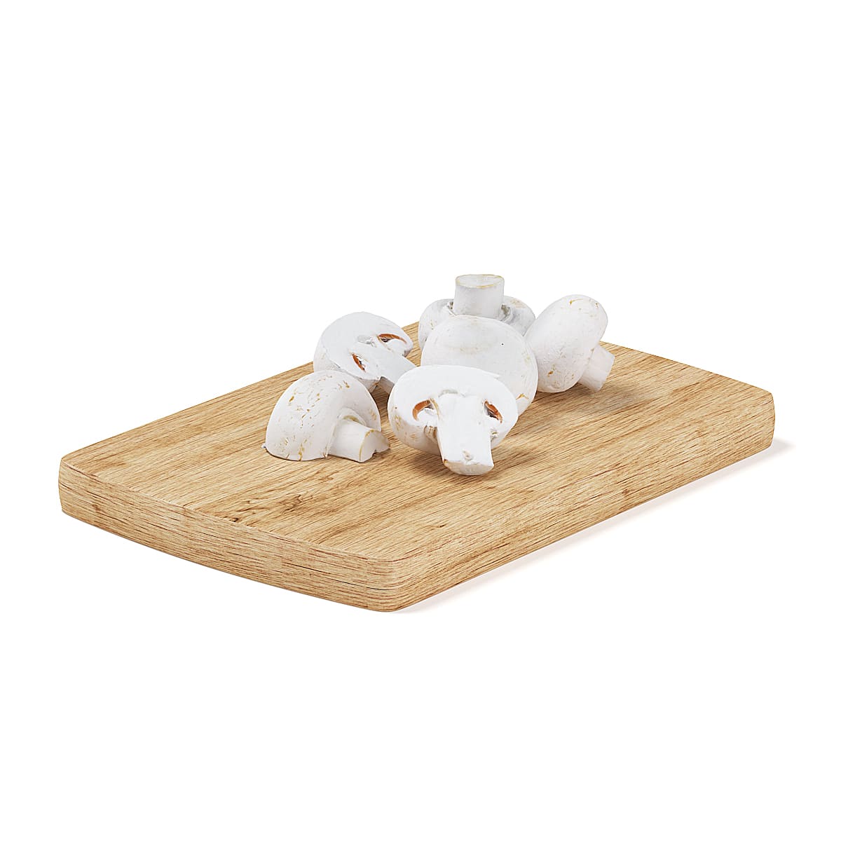 Sliced Mushrooms on Wooden Board