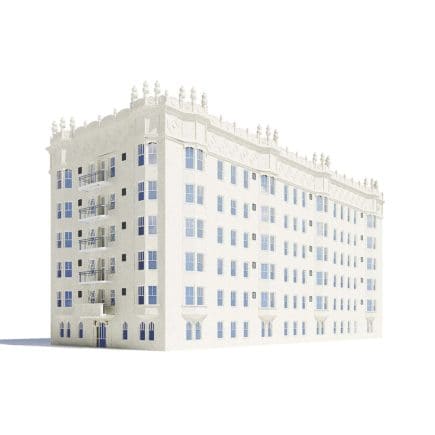 White Apartment Building 3D Model