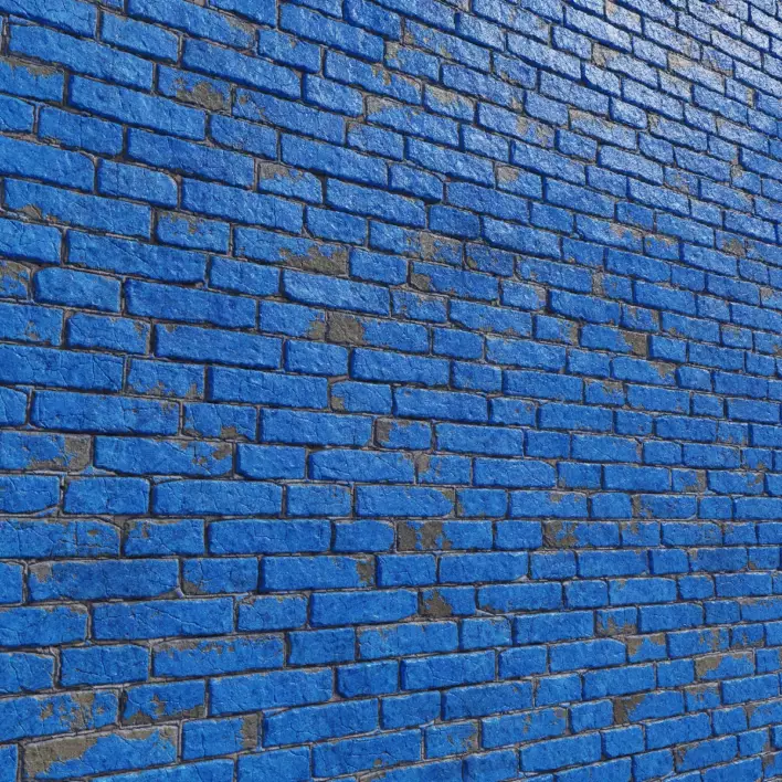 Blue Painted Brick Wall PBR Texture