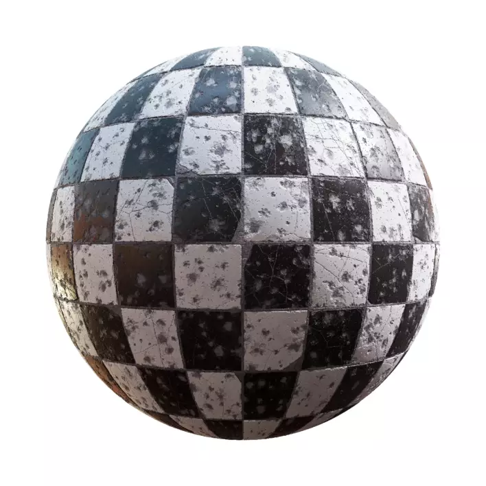 Damaged Black And White Tiles (5951)