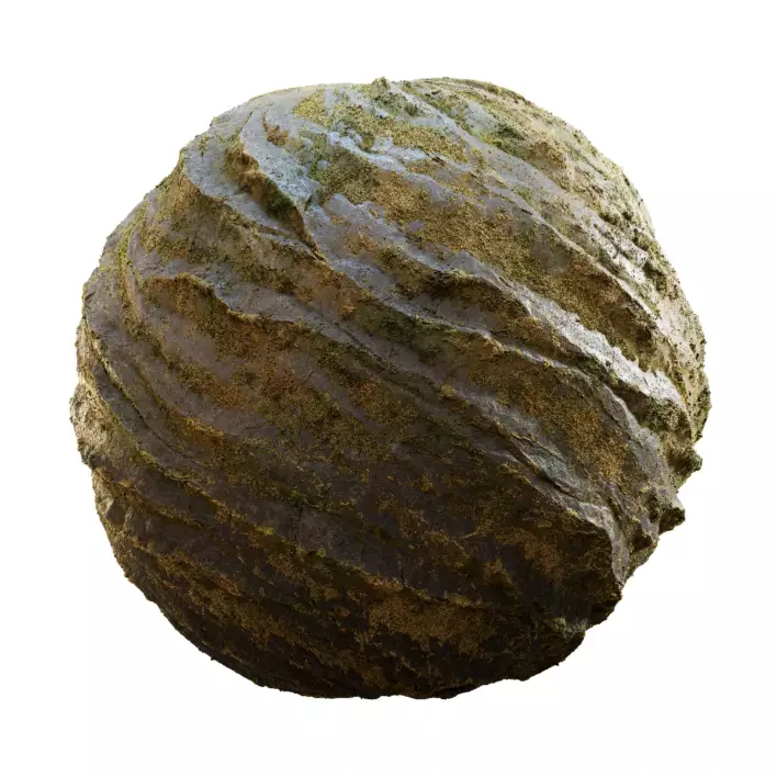 Dark Grey Rock With Moss (6109)