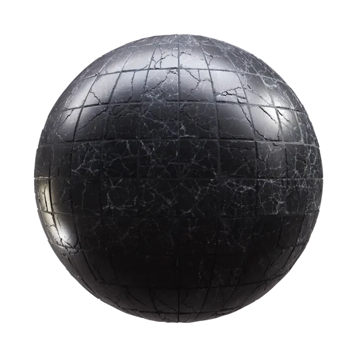 Cracked Black Marble Tiles (6272)