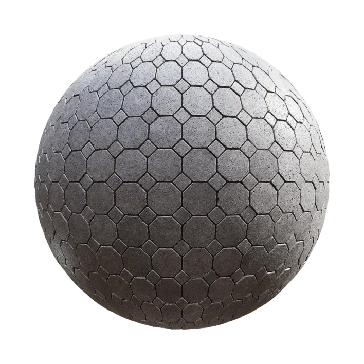 Concrete Octagonal Pavement PBR Texture