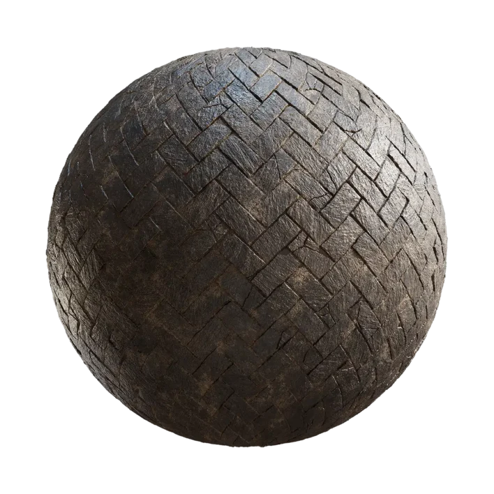 Black Herringbone Stone Pavement 6458