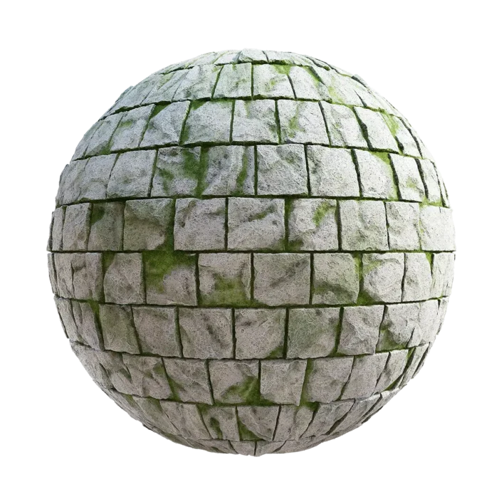 Mossy White Cobblestone Pavement (6413)