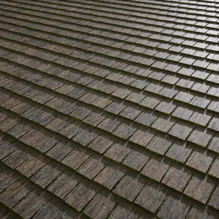 Mossy Wooden Shingle Roof PBR Texture