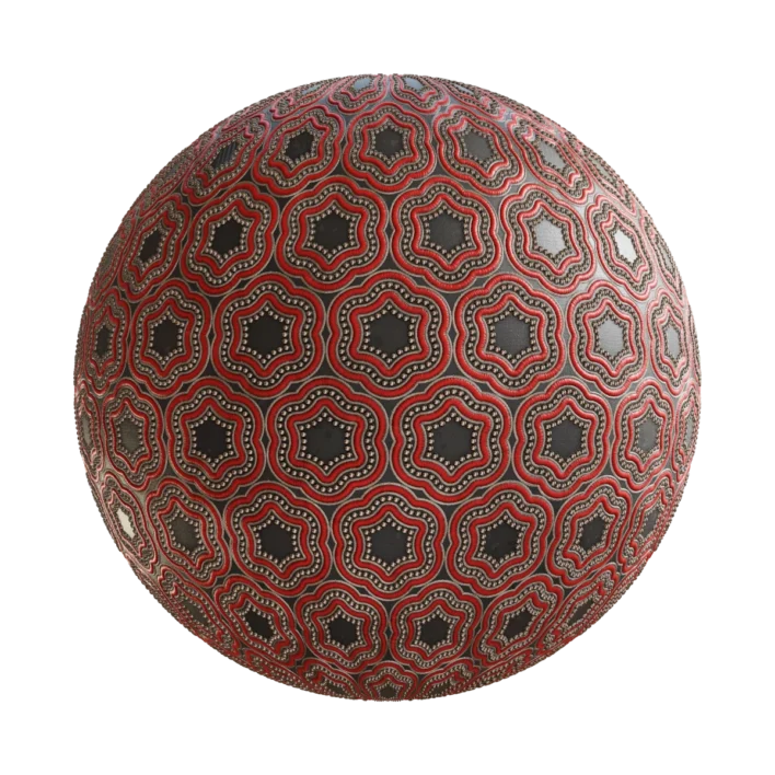 Black Red Patterned Fabric 6612