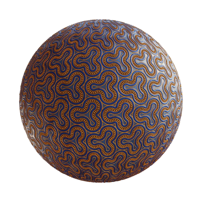 Blue Gold Patterned Fabric 6613