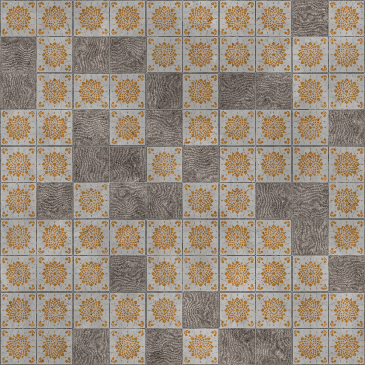 Damaged Orange White Portuguese Tiles 6692 - Image 4