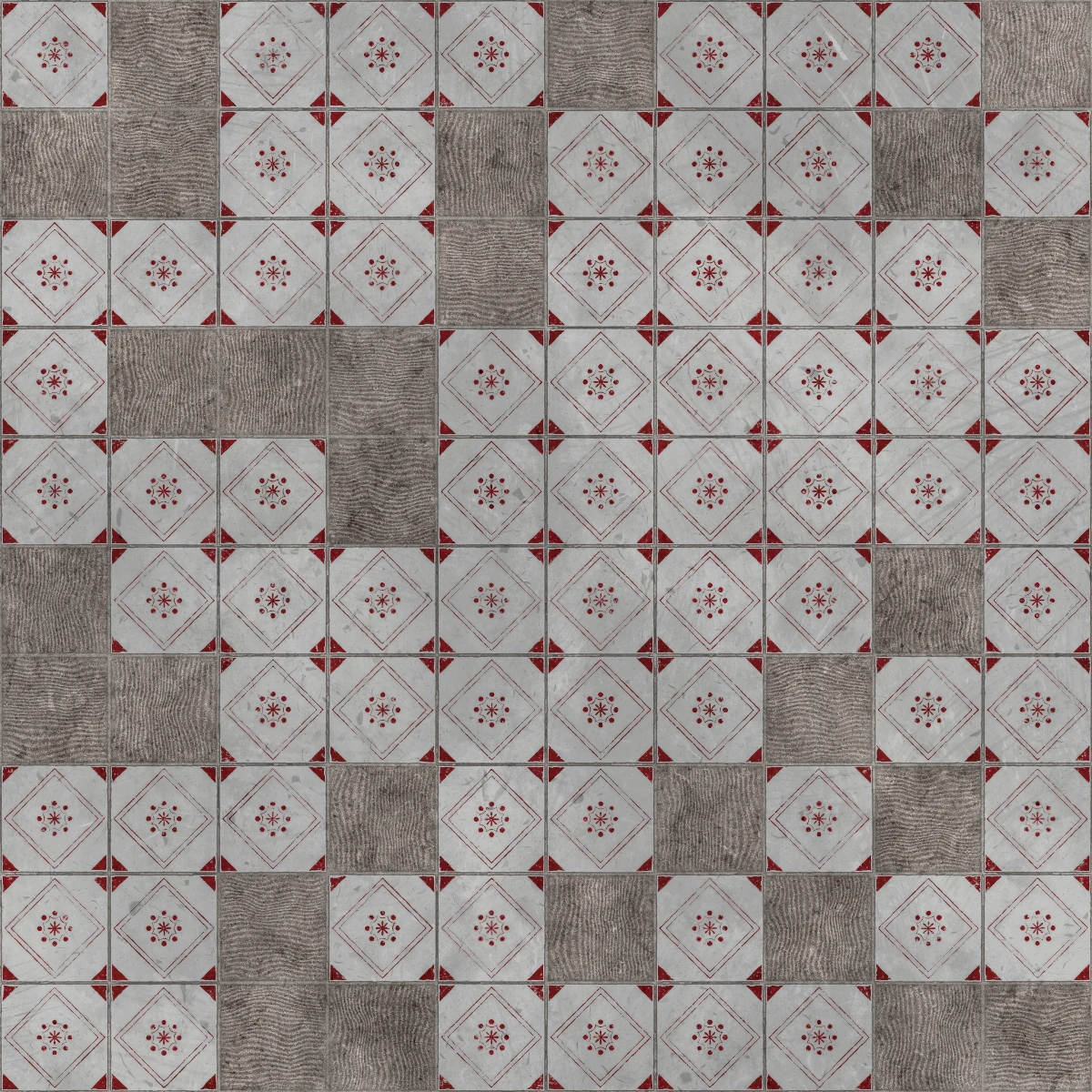 Damaged Red White Portuguese Tiles 6694 - Image 4