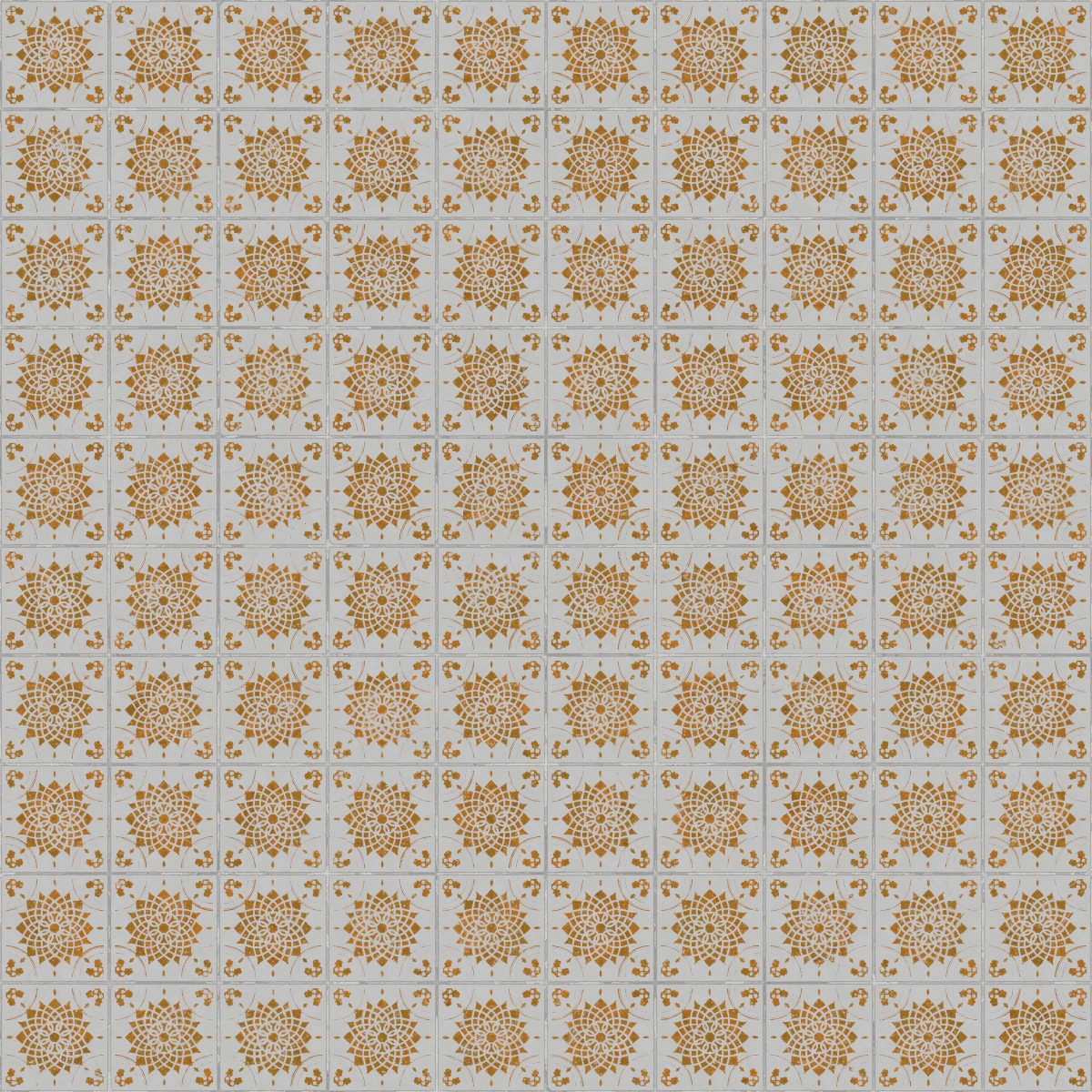 Orange White Portuguese Tiles 6691 - Image 4