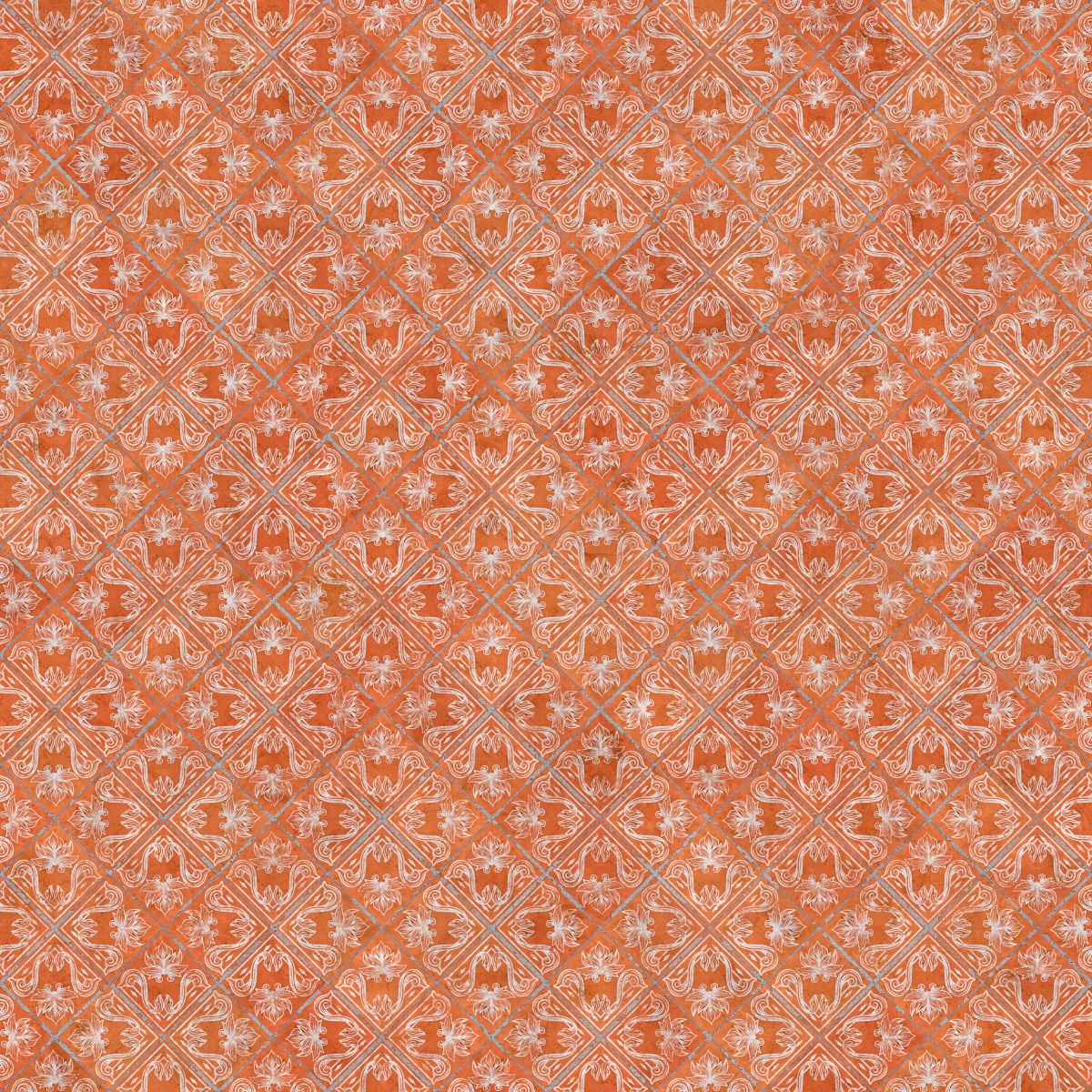 Orange Old Patterned Tiles 6781 - Image 4