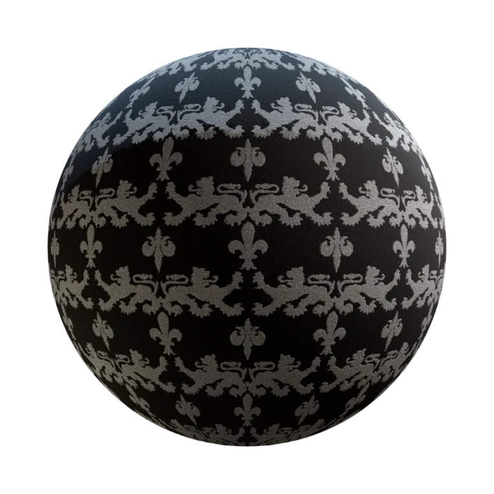 Patterned Black Silver Fabric 7040
