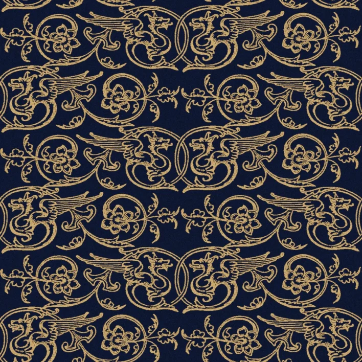 Patterned Blue Gold Fabric Pbr Texture