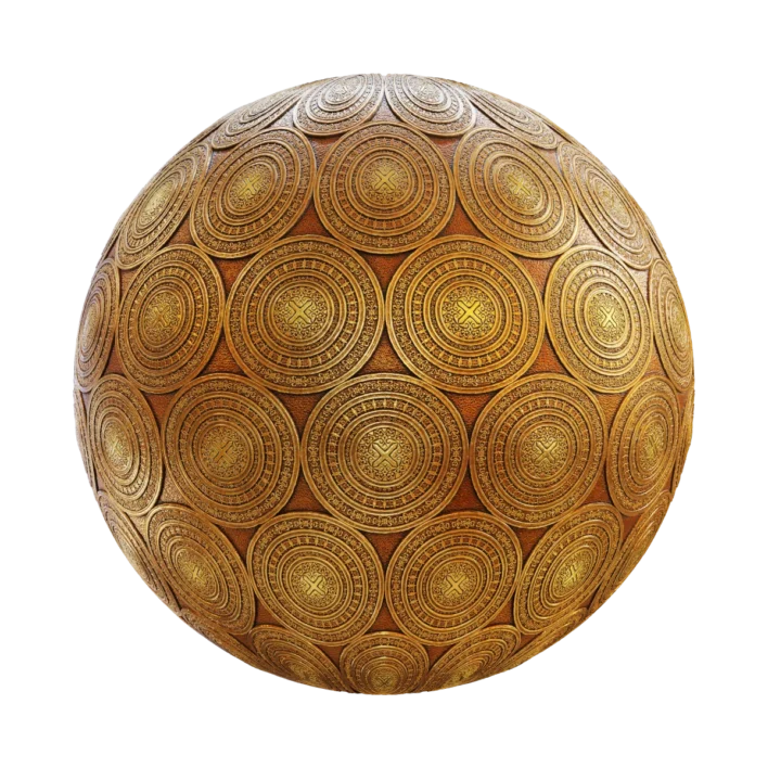 Round Golden Metal Ornaments 7046