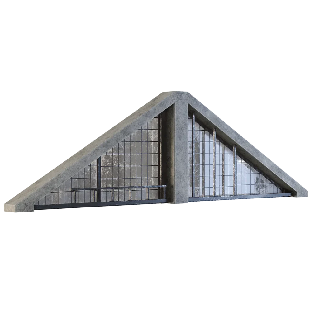 Factory Front Wall Triangle with Windows