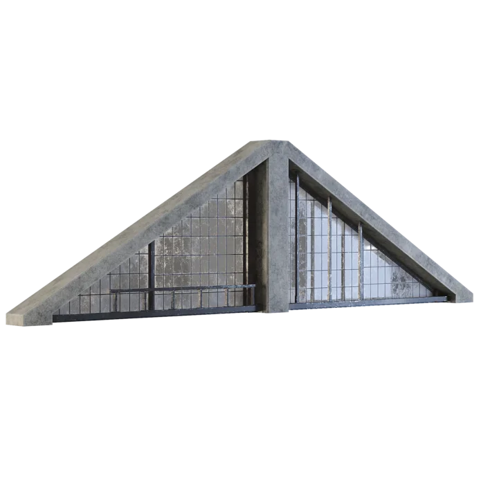 Factory Front Wall Triangle with Windows