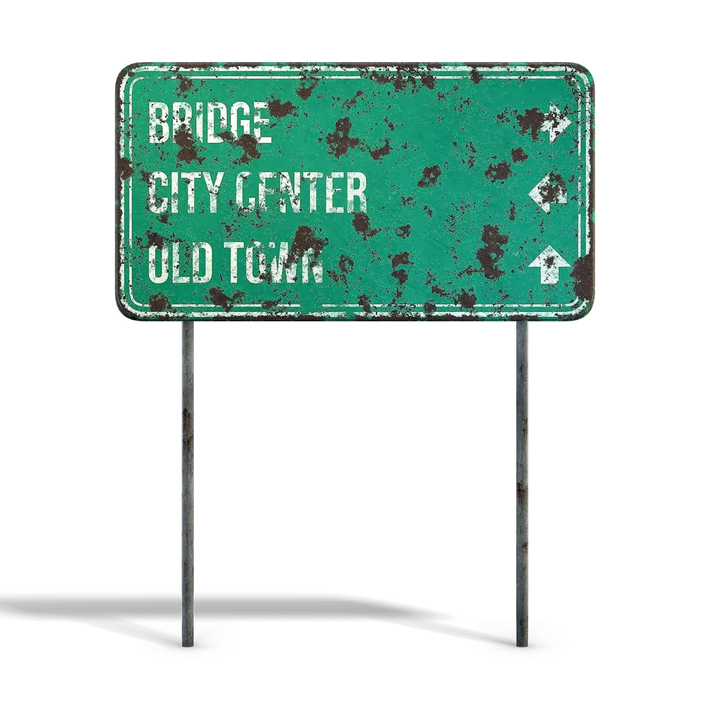 Damaged Street Info Sign