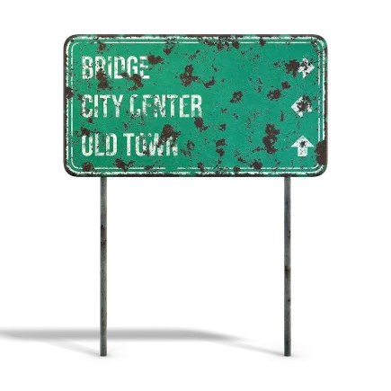 Damaged Street Info Sign