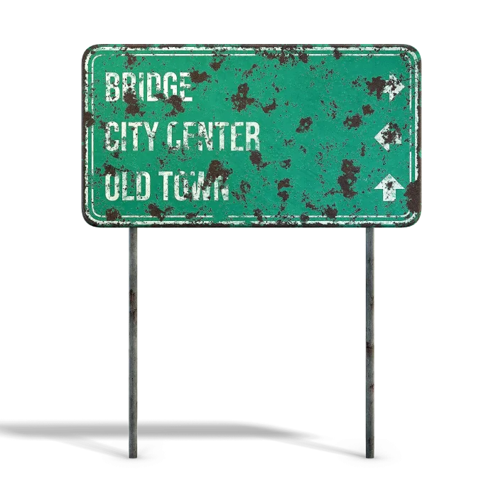 Damaged Street Info Sign