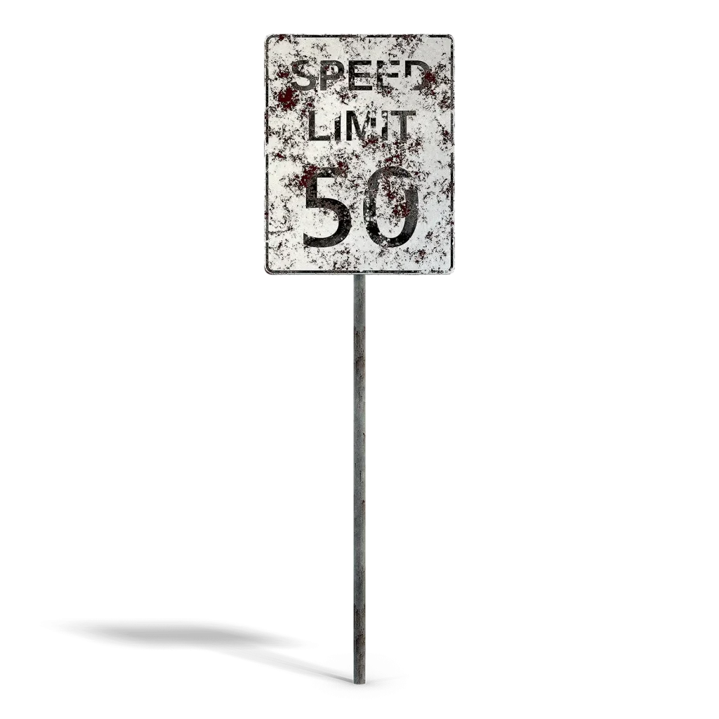 Damaged Speed Limit Sign