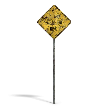 Damaged End of the Road Sign