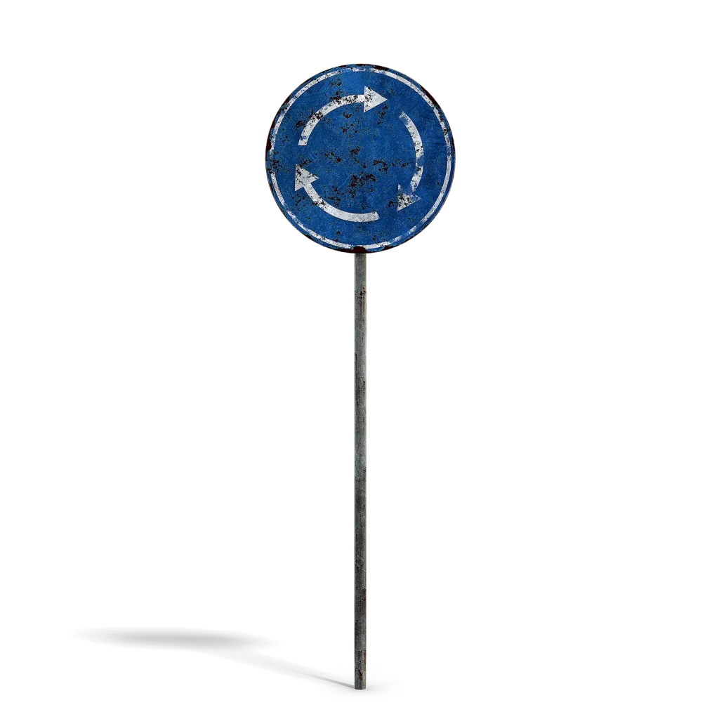 Damaged Roundabout Sign