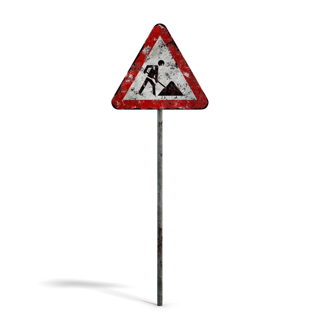 Damaged Road Work Sign