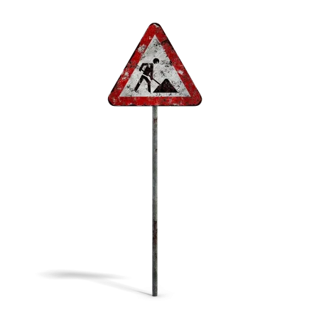 Damaged Road Work Sign