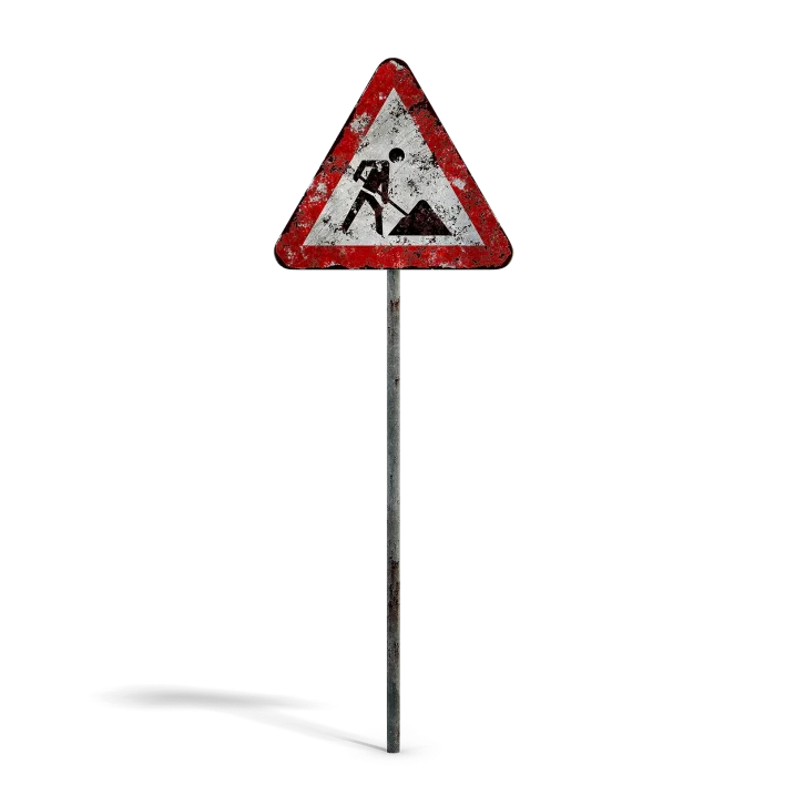 Damaged Road Work Sign