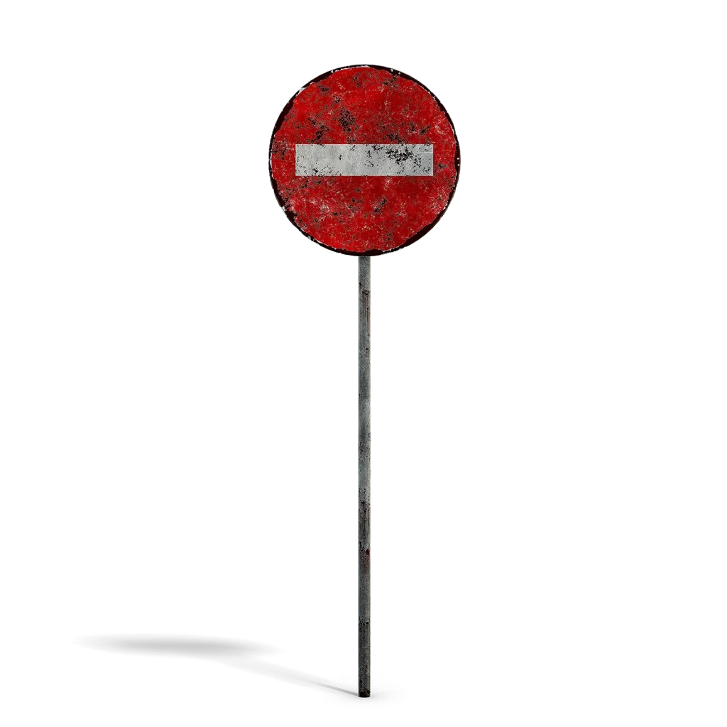 Damaged No Entry Sign