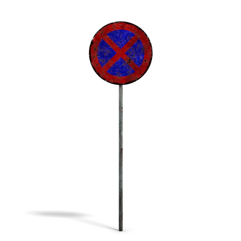 Damaged No Stopping Sign