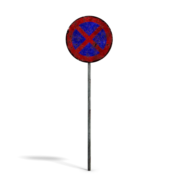 Damaged No Stopping Sign