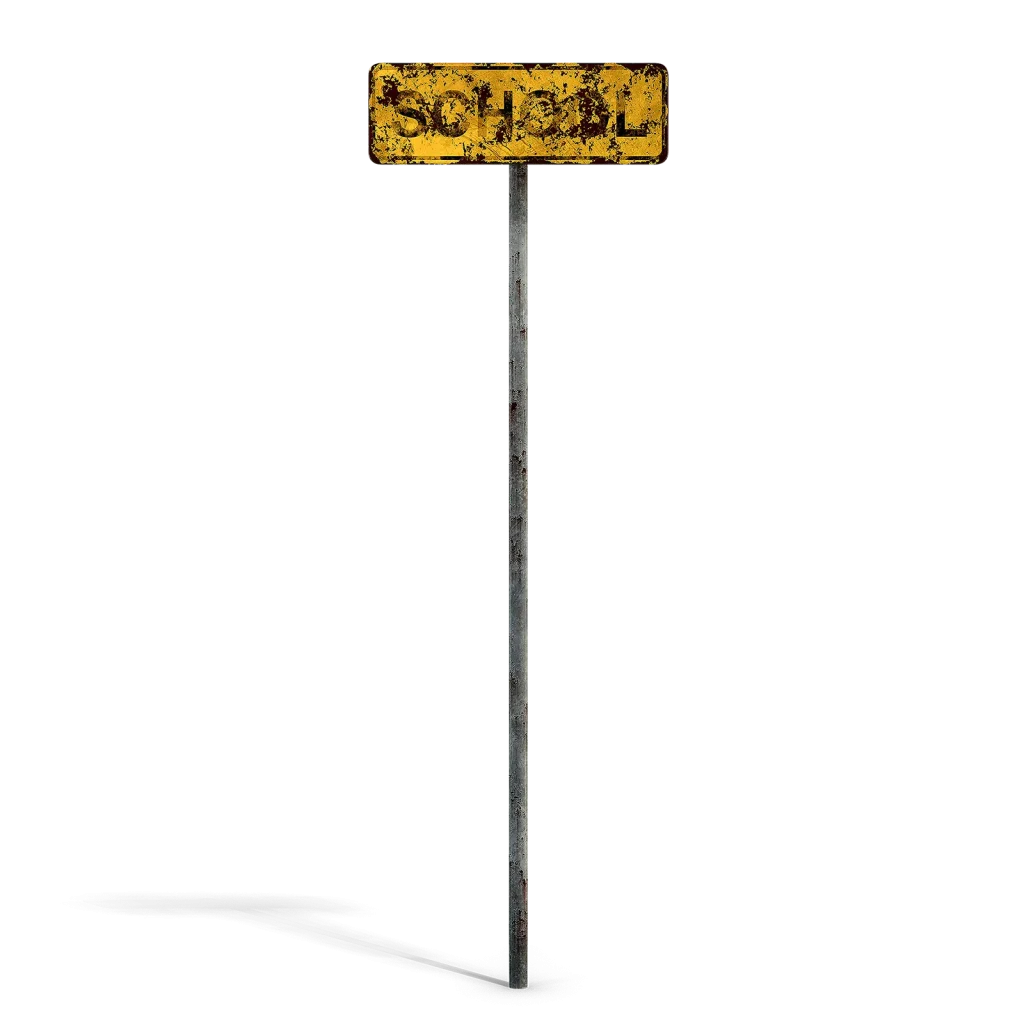 Damaged School Sign