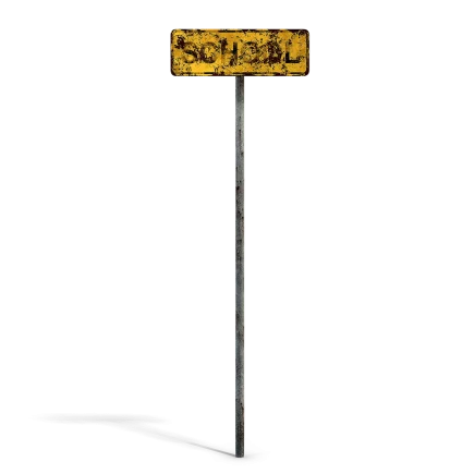 Damaged School Sign