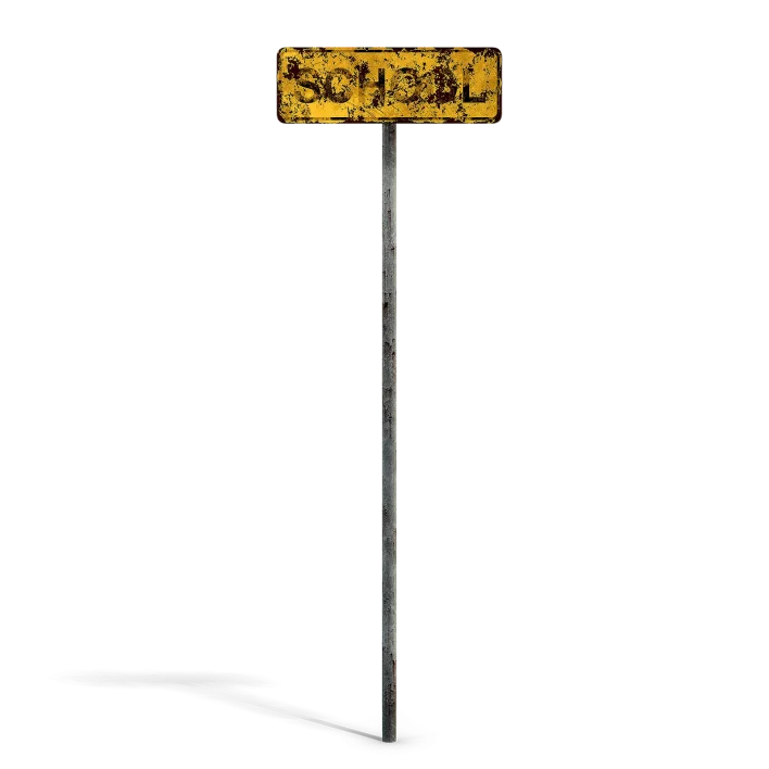 Damaged School Sign