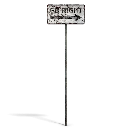 Damaged Go Right Sign