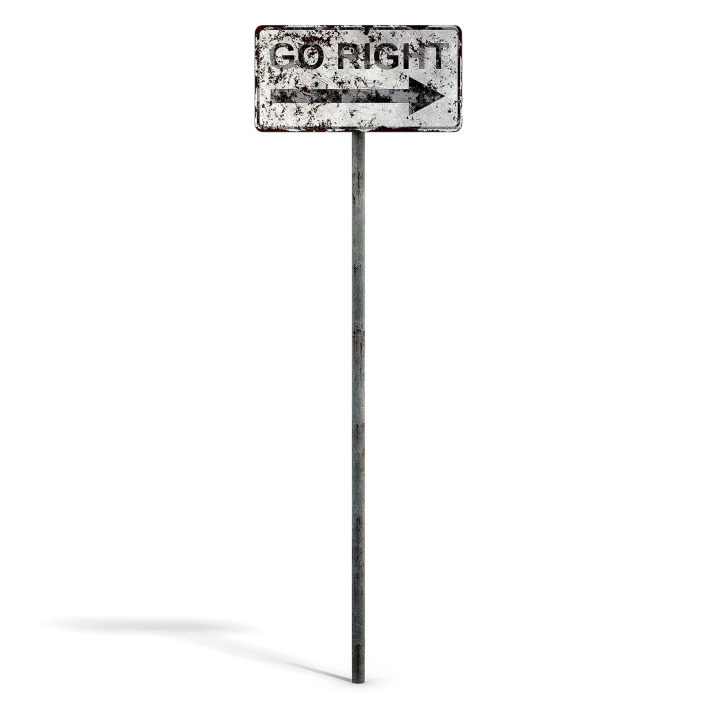 Damaged Go Right Sign