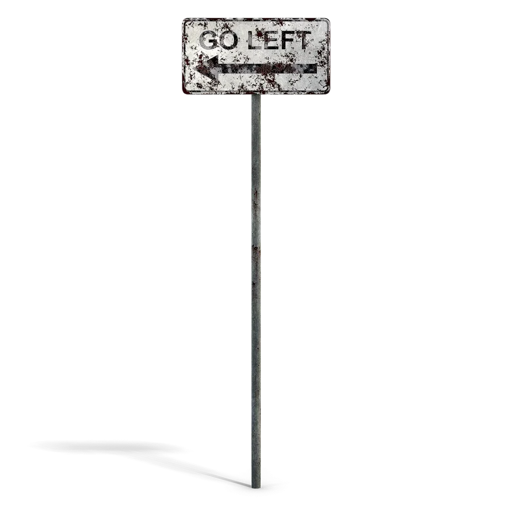 Damaged Go Left Sign