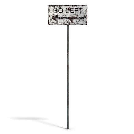 Damaged Go Left Sign