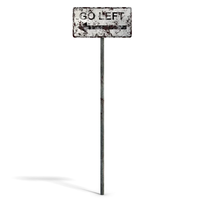 Damaged Go Left Sign