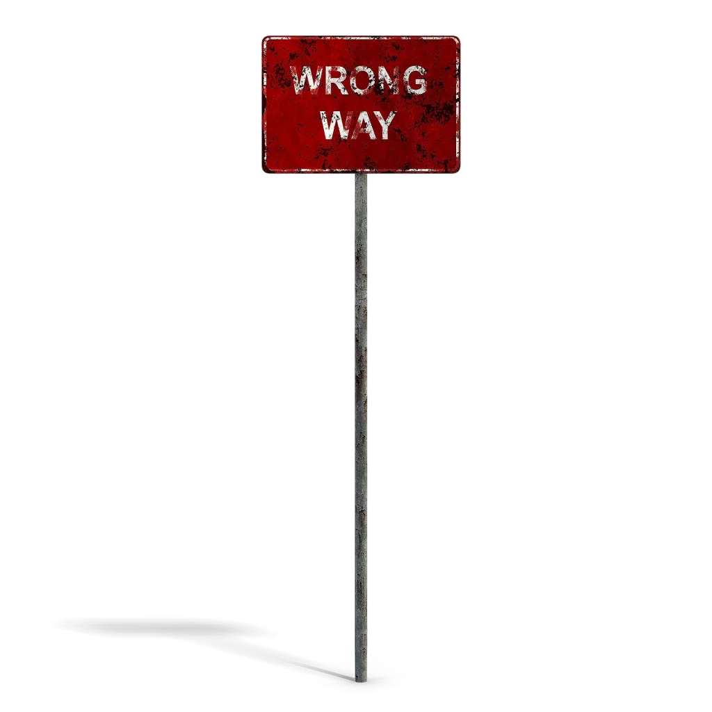 Damaged Wrong Way Sign