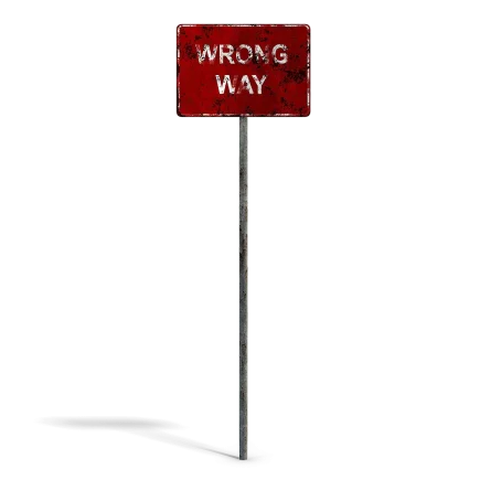 Damaged Wrong Way Sign