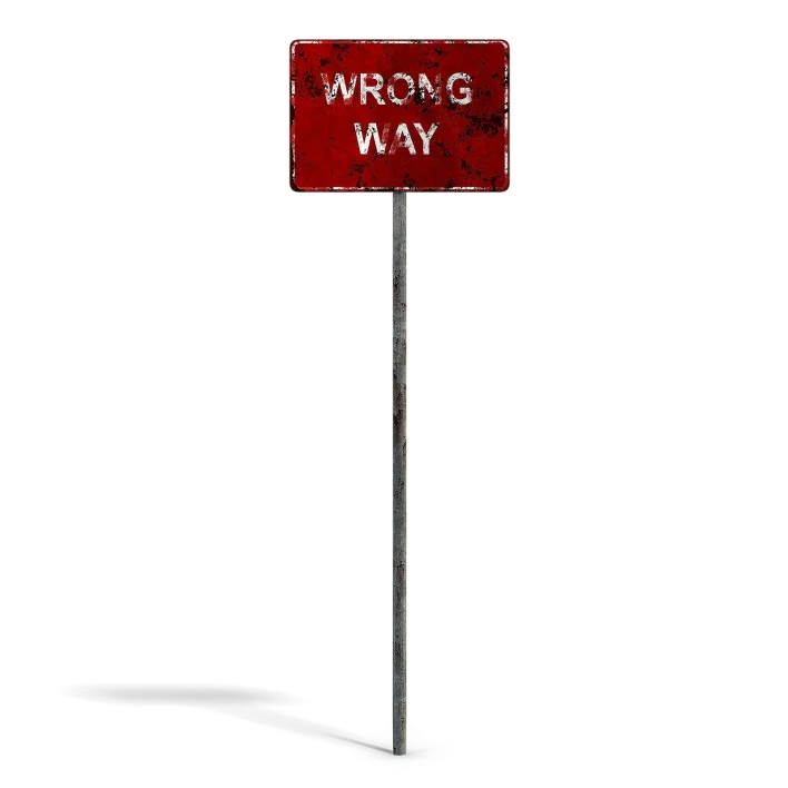 Damaged Wrong Way Sign