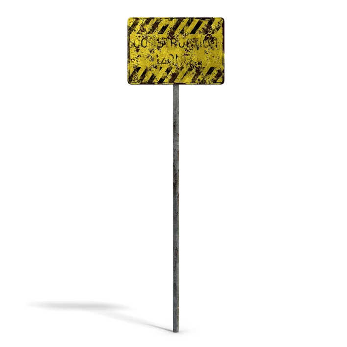Damaged Construction Zone Sign