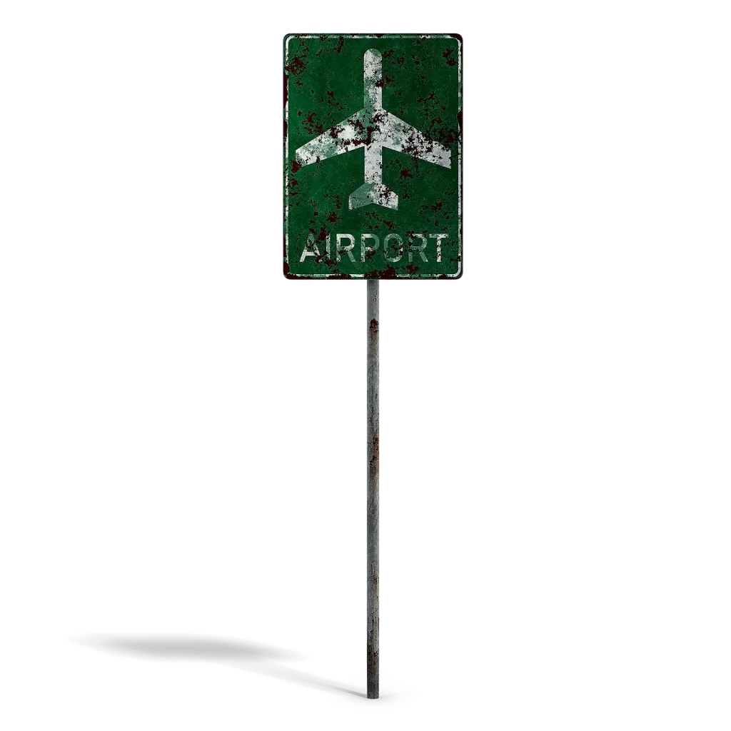 Damaged Airport Sign