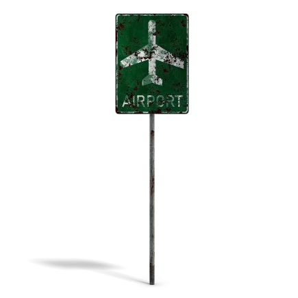 Damaged Airport Sign