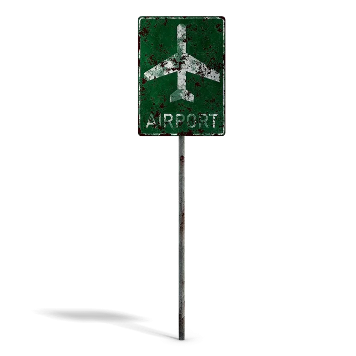Damaged Airport Sign