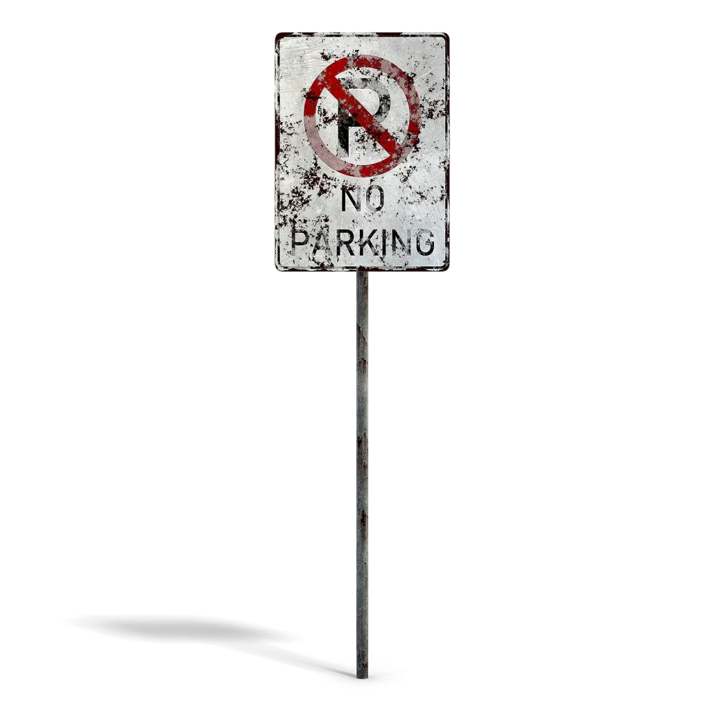 Damaged No Parking Sign